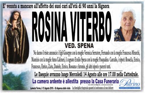 Esequie ROSINA VITERBO - Necrologi Calabria